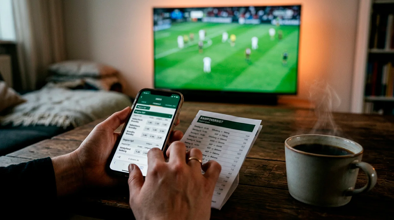 Spiller studerer odds og kampprogram før en aften med VM-fodbold