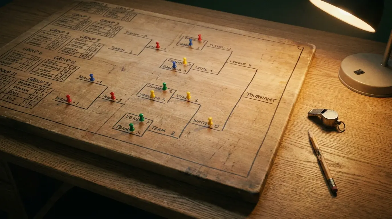Grafisk oversigt over alle 12 VM 2026-grupper med holdnavne og seedning